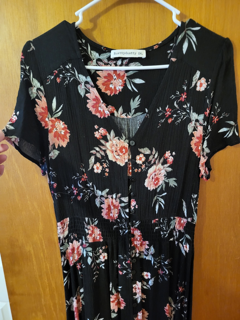 Rusty Dusty Black Floral Button-Front Dress